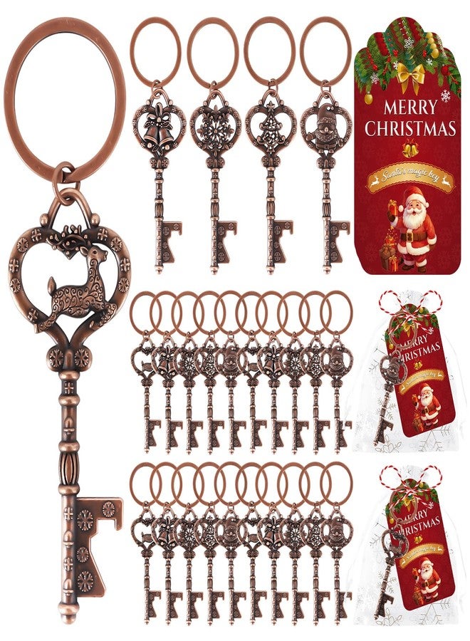 Winocbxt 50 Key Bottle Openers for Christmas Themed Events-Santa Claus Tree Snowman Bell Deer Keychains, Bulk Xmas Gifts Goodie Bags for Family Friends Coworkers (5 styles) - Image 1